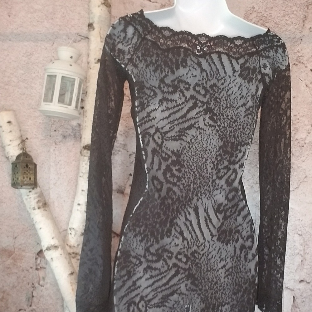 Retro 90s Victoria's Secret small black sexy lingerie dress - Picture 3 of 6